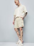 Men Textured Athleisure Cargo Shorts